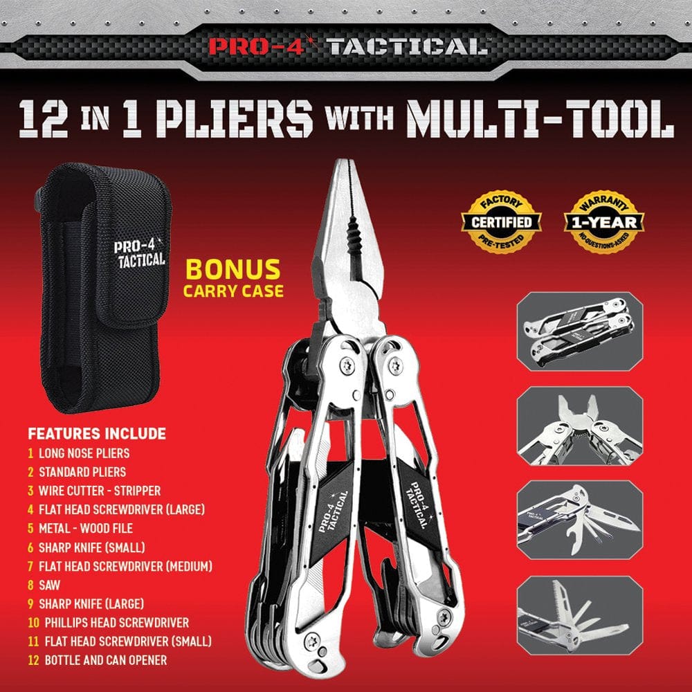12 Tool Multi-Tool with Pliers and Carry Case