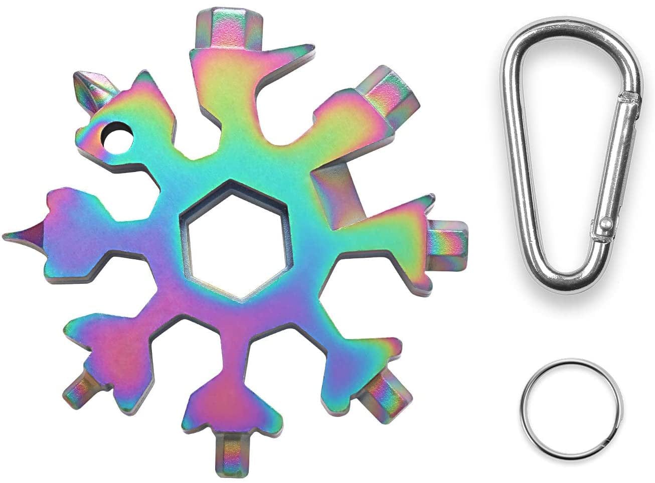 18-In-1 Snowflake Multi Tool, GMYLE Emergency Fix Gear Stainless Steel Bottle Opener Screwdriver Wrench Portable Camping Travel Outdoors (Hologram)