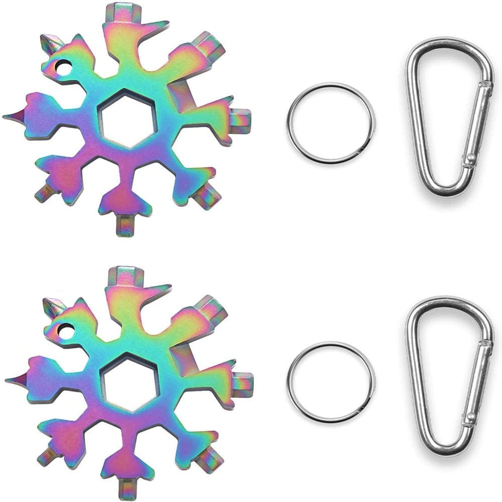 18-In-1 Snowflake Multi Tool, GMYLE Emergency Fix Gear Stainless Steel Bottle Opener Screwdriver Wrench Portable Camping Travel Outdoors (Hologram)