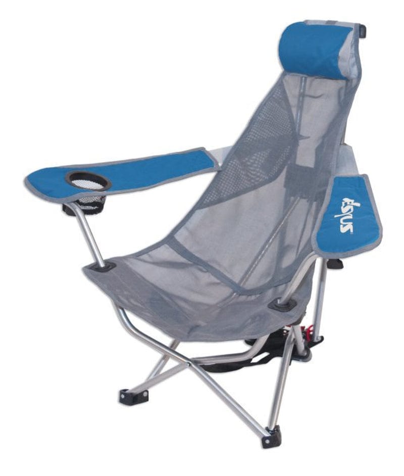 2) Kelsyus Mesh Folding Backpack Beach Chair W/ Headrest - Blue & Gray | 80403