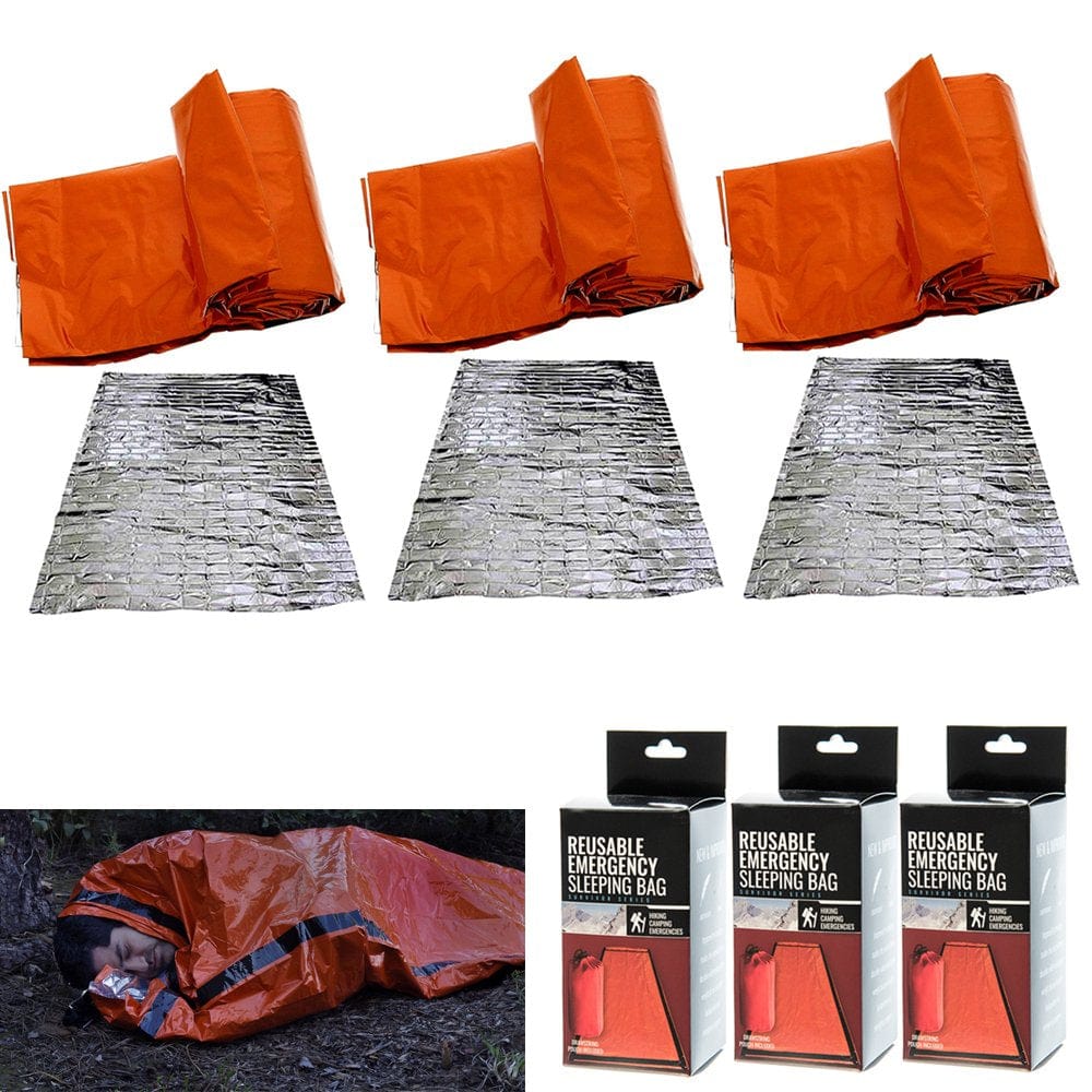 3 Heavy Duty Sleeping Bag Emergency Survival Hiking Thermal Blanket Outdoor Gear