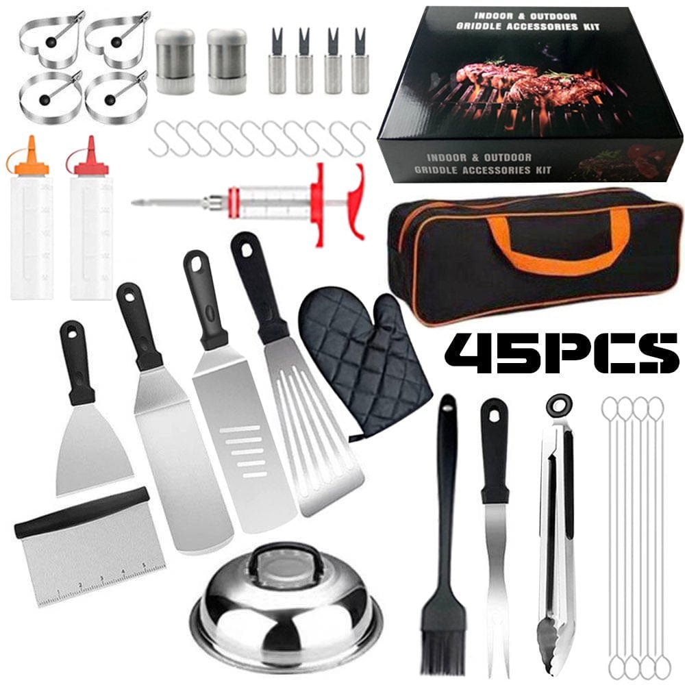 32PCS Griddle Accessories Kit, GIUGT Exclusive BBQ Grill Tools Spatulas Set for Blackstone and Camp Chef, Stainless Steel Flat Top Grill Accessories Set for Outdoor BBQ, Teppanyaki, and Camping