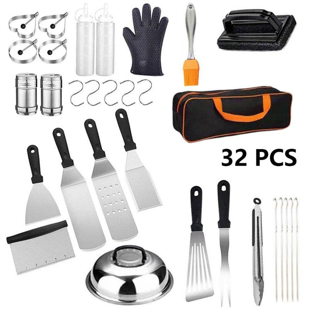 32PCS Griddle Accessories Kit, GIUGT Exclusive BBQ Grill Tools Spatulas Set for Blackstone and Camp Chef, Stainless Steel Flat Top Grill Accessories Set for Outdoor BBQ, Teppanyaki, and Camping