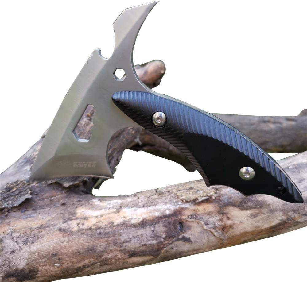 440 Stainless Steel Camping Hatchet Survival Mini Axe with Nylon Sheath Hiking Outdoor Multi Tool Kit Full Tang G10 Handle (White)