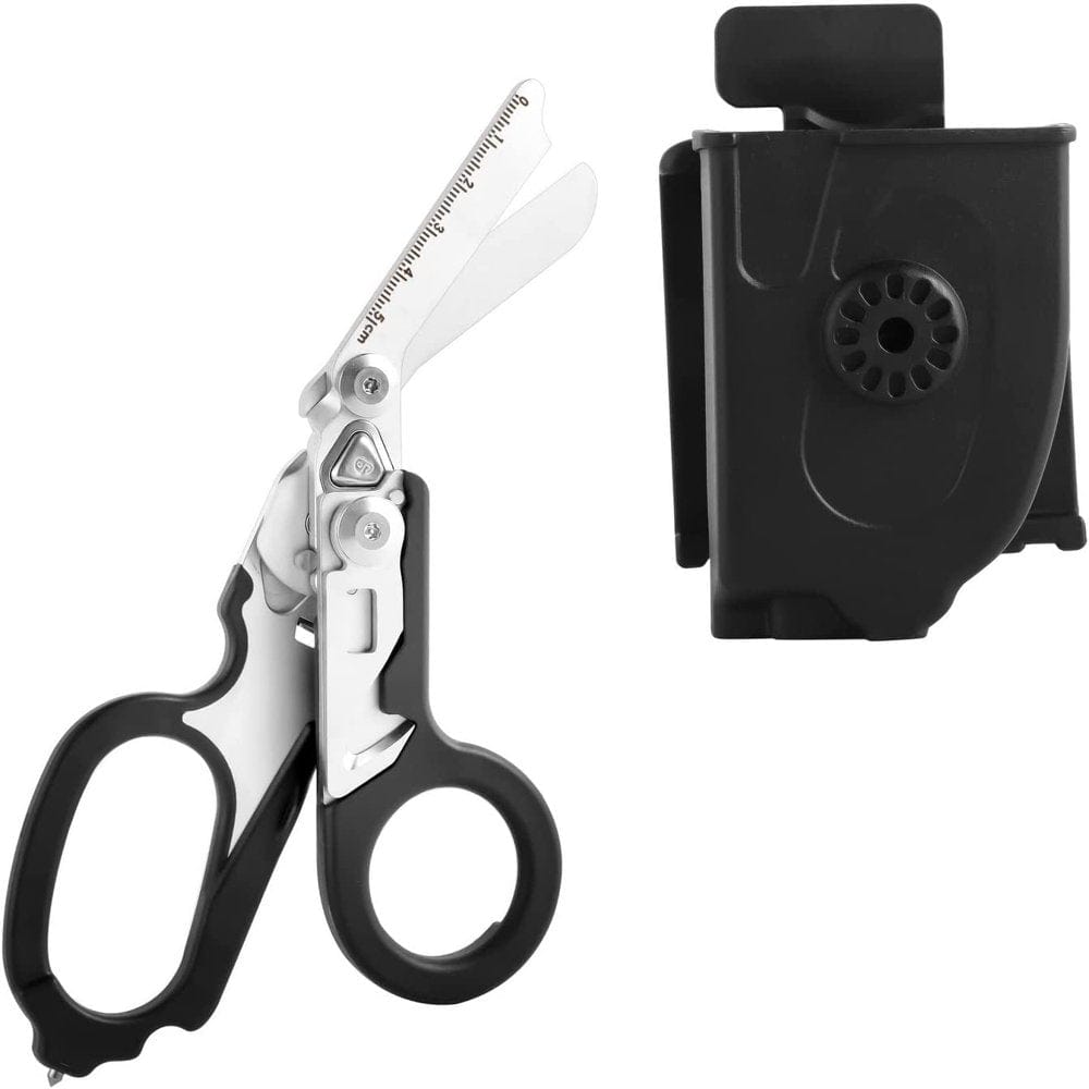 6 in 1 Response Emergency Shears, Multi Tool Pliers Shears Folding Emergency Response Shears with Utility Holster for Outdoor Camping（1Pcs-Black）