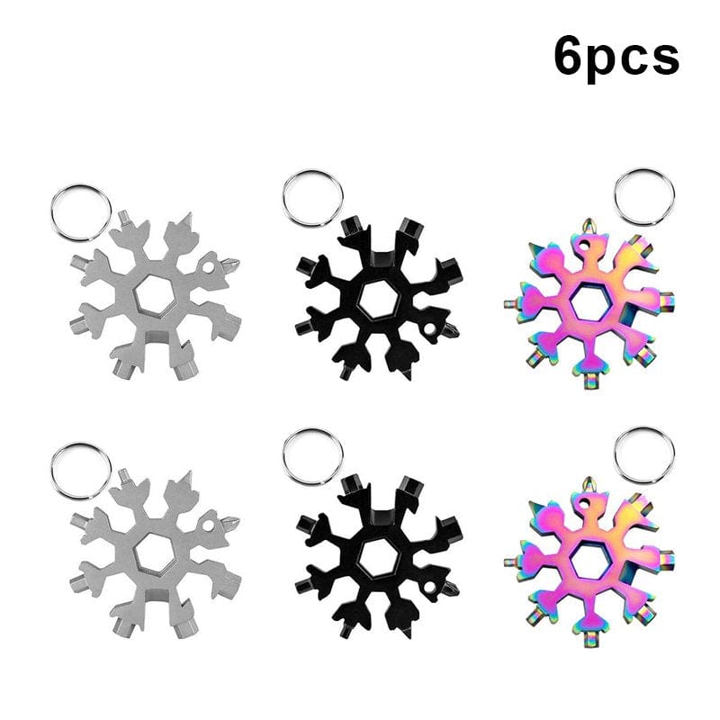 6Pcs 18-In-1 Portable Snowflake Shape Wrench Multi-Tool Stainless Steel Screwdriver Outdoor Tools
