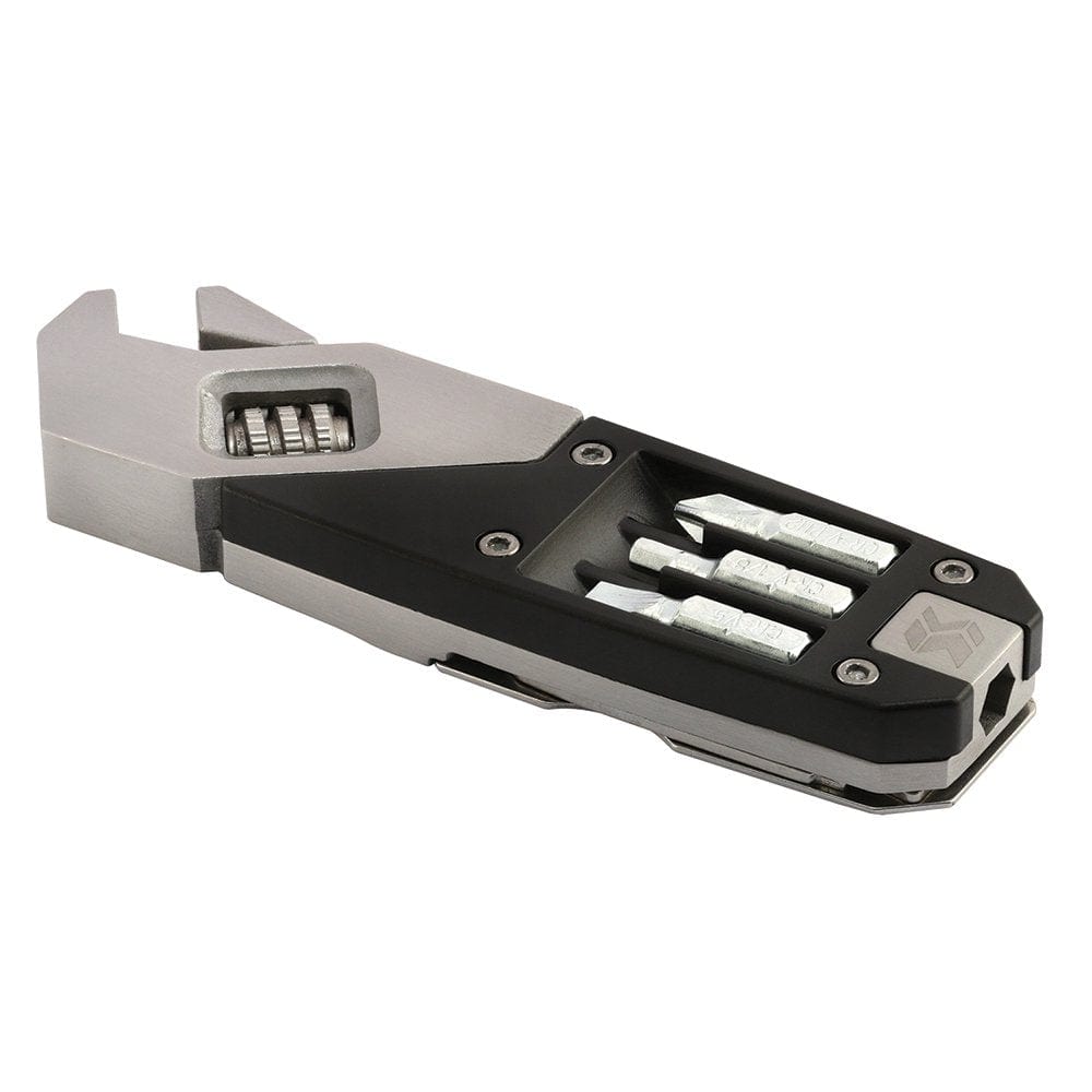 Adjustable Wrench Multi-Tool, Black/Brushed Stainless Steel, 7-In-1 Tool for Auto, Camping, Hardware and More