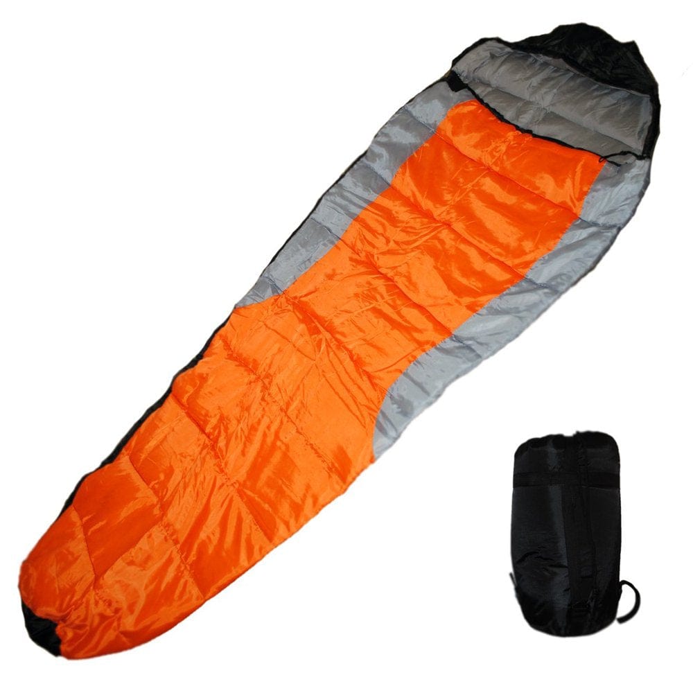 Adult Mummy Type Camping Sleeping Bag with Carrying Case (Black)